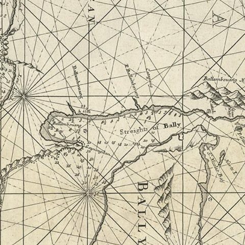 Rare Old English Sea Chart of Part of Indonesia with Java, Madura and Bali, 1711, close-up 1