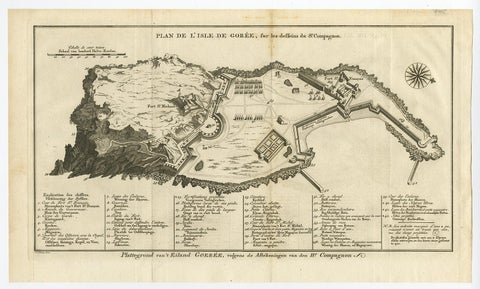 Detailed Map of the Island of Gorée off of the Coast of Dakar, Senegal, 1747, view 2