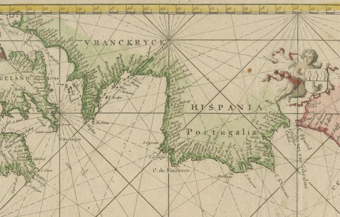 1717 Johannes Van Keulen Sea Chart of the Eastern Atlantic, Amsterdam to Gambia, close-up 4