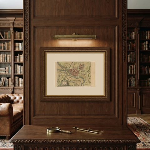 Antique Plan of the Town and Harbour of Boulogne-sur-Mer by Barrow 'c.1760', shown framed on a wall
