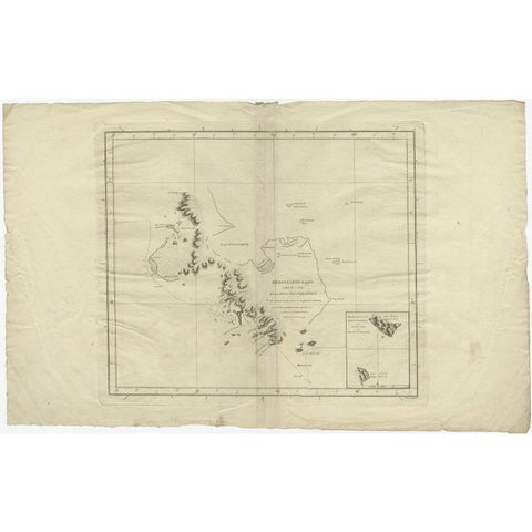 Antique Map of Kerguelens Island Coast in the Indian Ocean by Cook, 1785, view 2