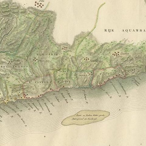 Antique Map of the Dutch Gold Coast in Africa by Van den Bosch '1818', close-up 2