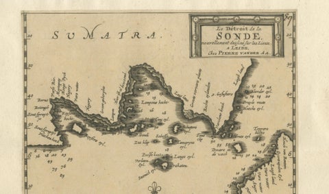 Sunda Strait Sea Chart, Sumatra and Java, Dutch Engraving c.1700, close-up 4