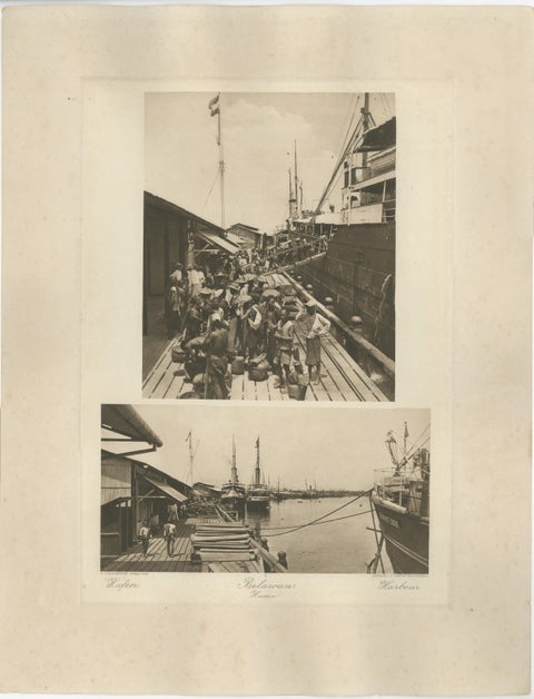 Belawan Harbour & Labourers, Sumatra, Indonesia, Kleingrothe Photogravure 1900