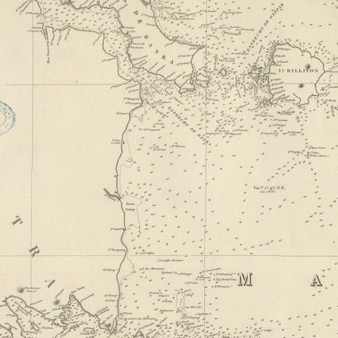 Large Chart of the island and sea of Java, Indonesia, close-up 1