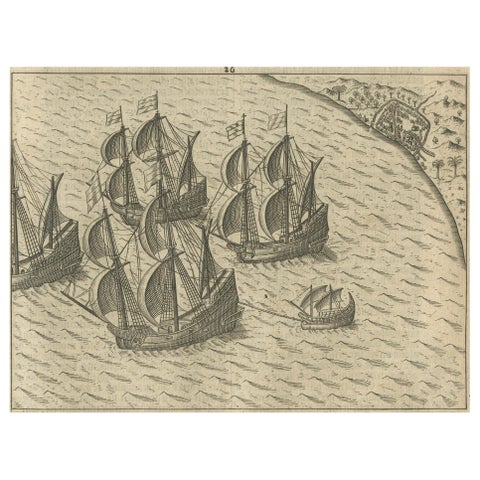 Dutch Fleet off the Coast of Bantam, Java, from History of Amsterdam, 1611