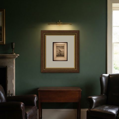 Antique Engraving Cocos Island, Maritime Scene, Manesson Mallet, 1683, shown framed in a room
