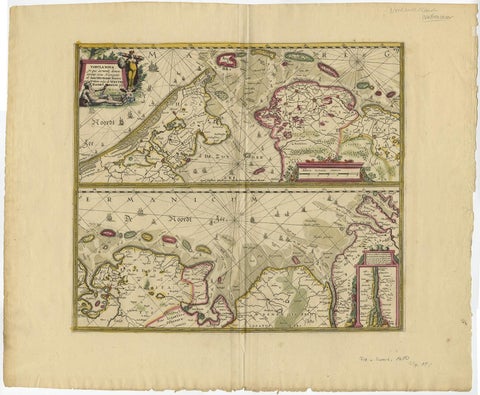 Antique Engraving of Dutch and German North Sea Coast of Friesland, ca.1680, view 2