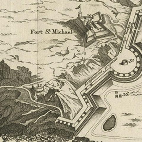 Detailed Map of the Island of Gorée off of the Coast of Dakar, Senegal, 1747, close-up 2