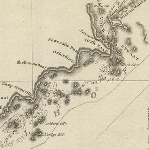 Original Copper Engraving of the Northeast Coast of Australia, 1803, close-up 2
