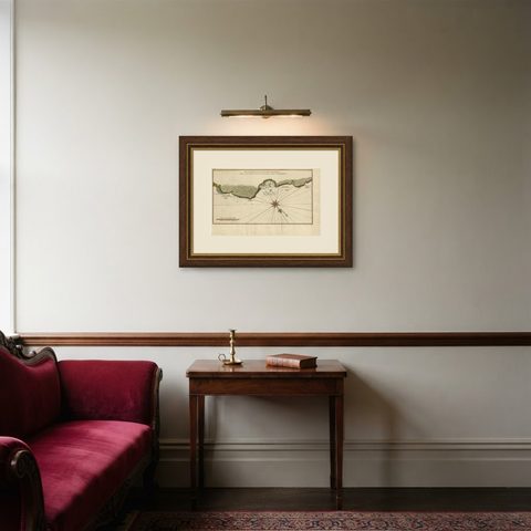 Juan Fernandez Island Map, Antique Chilean Chart circa 1750, shown framed in a room