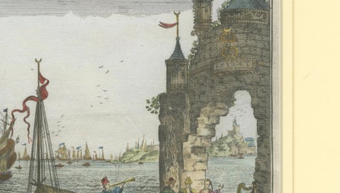 Constantinople Harbor Vue d’Optique by Jacques Chéreau, c.1760, close-up 4