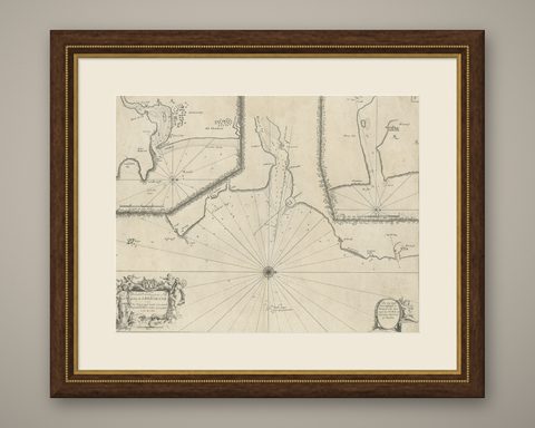 Antique Chart of Dundee, Aberdeen and Montrose in Scotland, C.1774, shown framed
