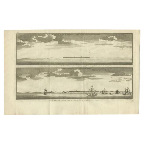 Antique Print with Views of Cape Blanco on the Patagonia / Argentina Coast, 1749, view 2