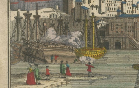 Lisbon Harbour View, Optical Print of Port and Tagus River c.1780, close-up 1