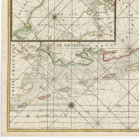 Large Sea Chart of the Zuyder Zee & The Northsea with the Wadden Islands, 1773, view 4