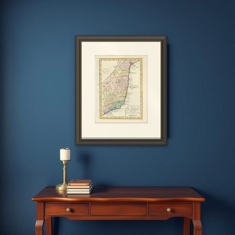 Antique Map of the Brazilian Coast by A. Van Krevelt, shown framed on a wall