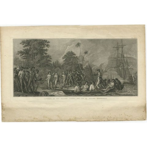 Antique Print of the Landing at Tanna Island by Cook, 1803, view 2