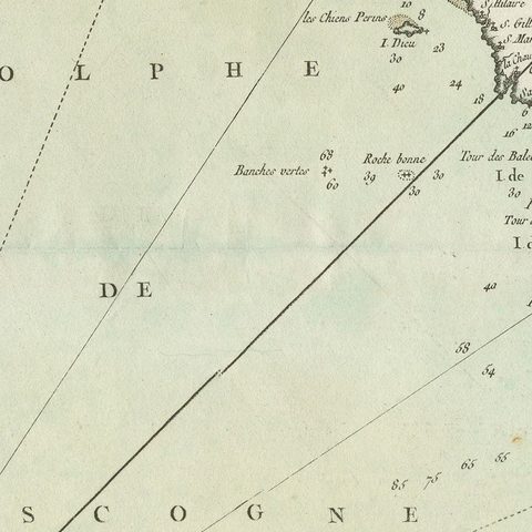 Antique Map of the Coast of France Between Brest and Bayonne, close-up 2