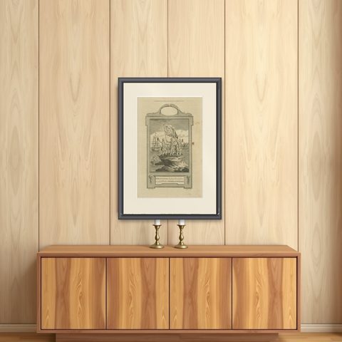 Bougainville's Claim in the Magellan Straits, circa 1767, shown framed on a wall