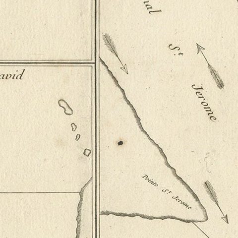 Antique Print with Charts of York's Bay and Surroundings, close-up 2