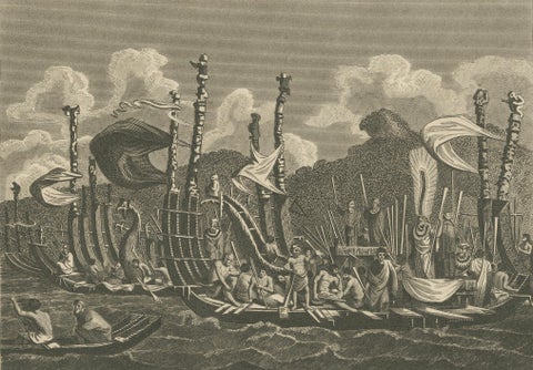Naval Might of Tahiti: War Canoes Observed by Captain Cook, circa 1817, close-up 4