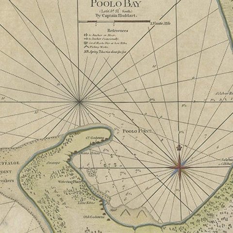 Early Chart Identifying British Spice Trading Colony of Bencoolen, Sumatra, 1797, close-up 1