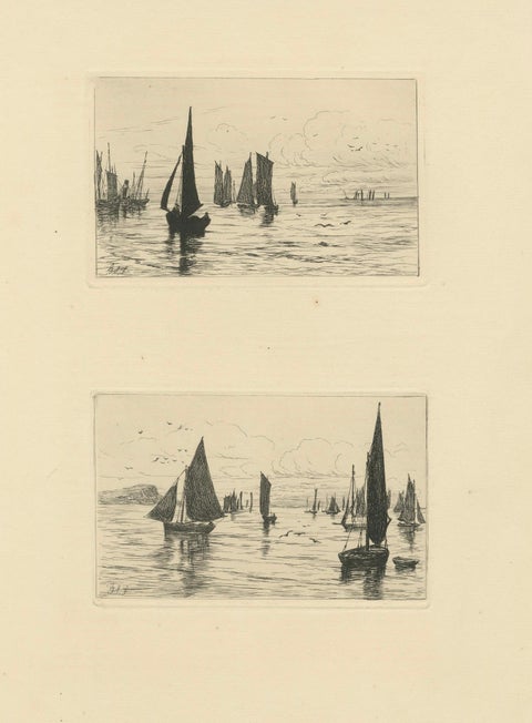 George S. Ferrier, Maritime Etchings, Fishing Boats, 1879 Set, close-up 1