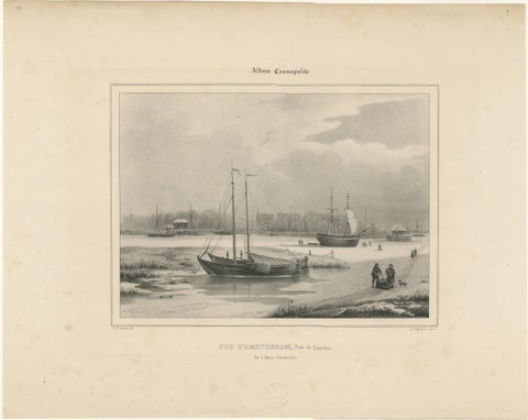 Amsterdam View with Ships and Ice Skaters, Vue d’Amsterdam, circa 1850, view 2