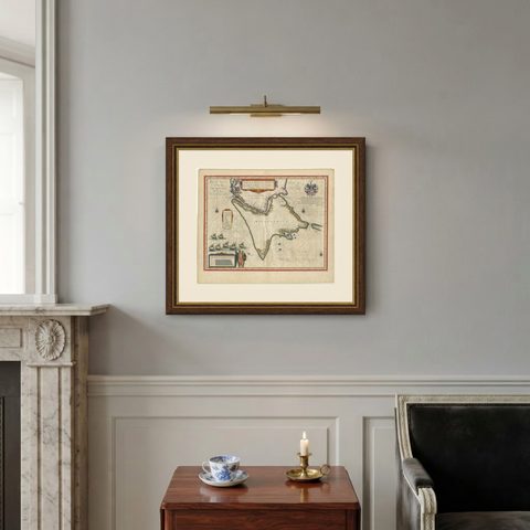 Blaeu Strait of Magellan Map, Tierra del Fuego, Decorative Sea Chart, 1642, shown framed on a wall