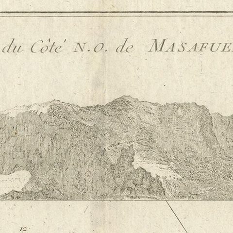 Antique Map of the Northwest Coast of Masafuera Island or Selkirk Island, close-up 1