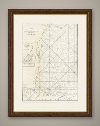 Antique Sea Chart by J. B. d'Apres de Mannevillette, Sumatra, 1780, shown framed