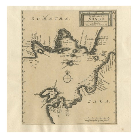 Sunda Strait Sea Chart, Sumatra and Java, Dutch Engraving c.1700