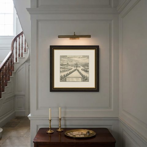 Copper Engraving by Merian of The Battle Fleet off Constantinople, 1646, shown framed on a wall
