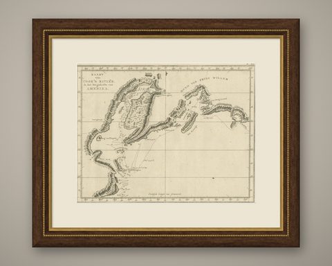 Original Chart Showing the Region between Cape Grenville and Cape Suckling, 1803, shown framed