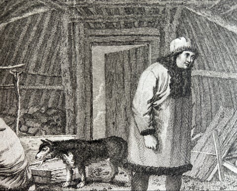 Interior of Winter House, Kamchatka, Cook Voyage Engraving c.1803, view 6