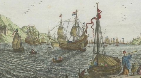 Constantinople Harbor Vue d’Optique by Jacques Chéreau, c.1760, close-up 2