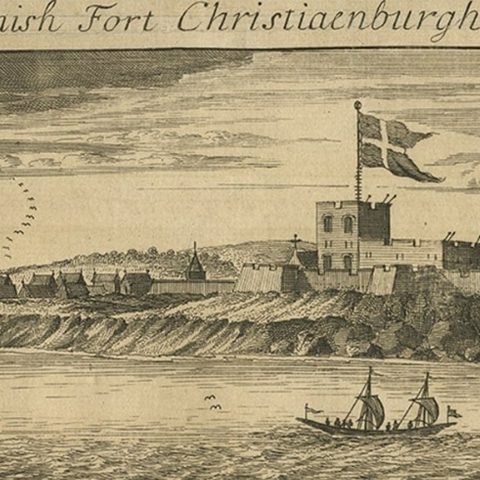 Rare Engraving of Dutch and Danish Forts on the West African Gold Coast, 1744, close-up 3