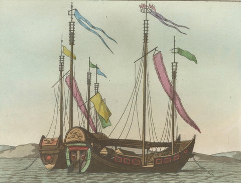 Chinese Junks and Sailing Vessels, Ferrario Il Costume Antico e Moderno, 1815, close-up 3