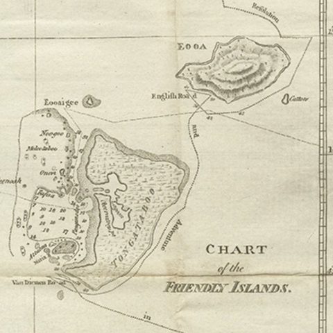 Antique Chart of the Friendly Islands or Nowadays Tonga, by Cook, 1784, close-up 2