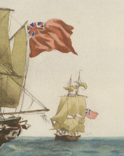 Before the Gales: An English Frigate Awaiting Wind, circa 1920, close-up 2