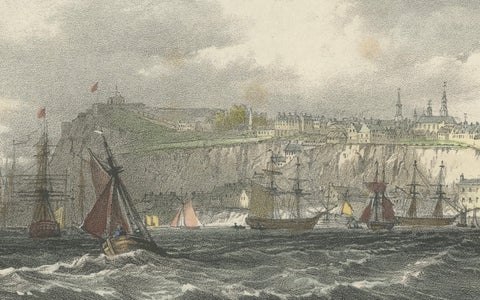 City of Quebec from the Harbour: A Vibrant 19th-Century Maritime Lithograph, close-up 1