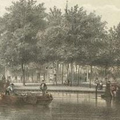 Antique Print of the Port of Leiden by Montagne, 1859, close-up 1