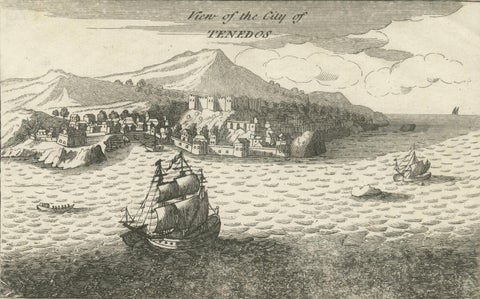 Antique St Eustatius Caribbean View, Ships Harbor, Tournefort 1717, close-up 1