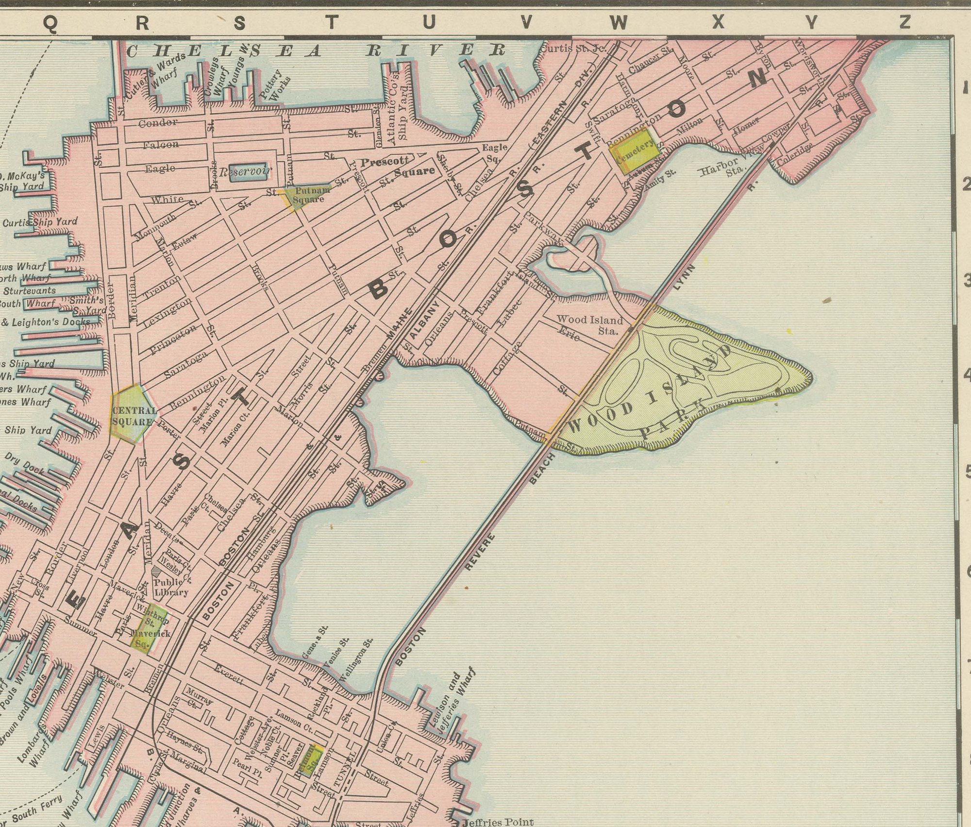 Antique Map of Boston, with Harbor and Environs Inset, Rand McNally, 1899, view 3