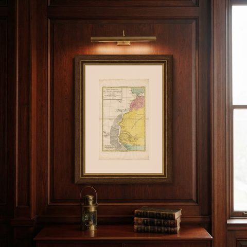 Antique Map of the Coast of Northwest Africa by Dien, 1820, shown framed on a wall
