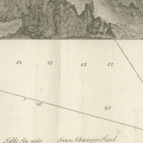 Old Print of the North-West Coast of Masafuero or Alejandro Selkirk Island, 1774, close-up 3