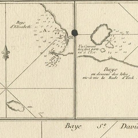 Antique Print with Charts of York's Bay and Surroundings, close-up 1