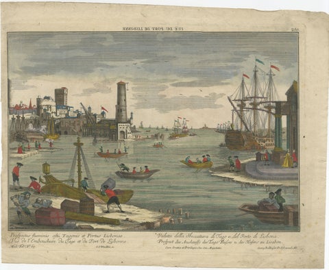 Lisbon Harbour View, Optical Print of Port and Tagus River c.1780, view 2
