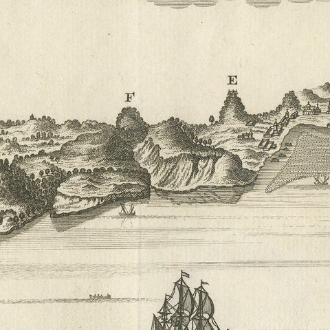 Original Antique Print of the Coast of Dabhol, Dabul, India, close-up 2